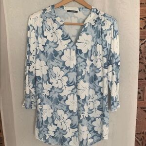 Elegant Blue Floral Women's Blouse